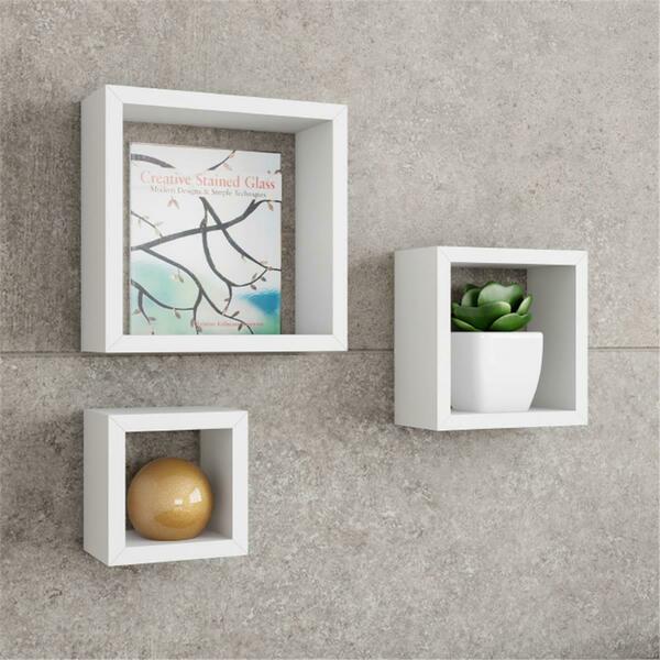 Daphnes Dinnette Floating Shelves-Cube Wall Shelf Set with Hidden Brackets - White DA3881513